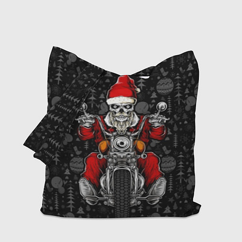 Сумка-шоппер Santa skeleton on a motorcycle / 3D-принт – фото 1