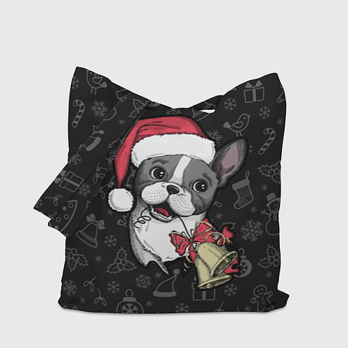 Сумка-шоппер Merry Christmas - french bulldog / 3D-принт – фото 1