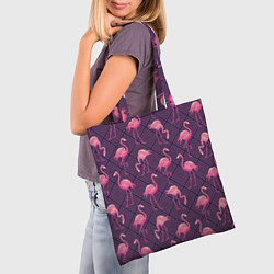Сумка-шопер Фиолетовые фламинго, цвет: 3D-принт — фото 2
