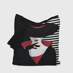 Сумка-шопер Женщина в шляпе поп-арт, цвет: 3D-принт