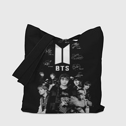 Сумка-шопер BTS плакат с автографами, цвет: 3D-принт