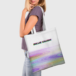 Сумка-шопер BILLIE EILISH: White Glitch, цвет: 3D-принт — фото 2