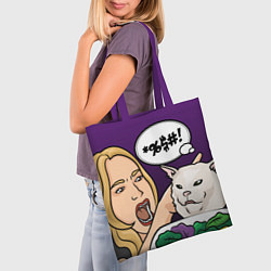 Сумка-шопер Woman yelling at a cat, цвет: 3D-принт — фото 2