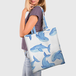 Сумка-шопер Косяк китов, цвет: 3D-принт — фото 2