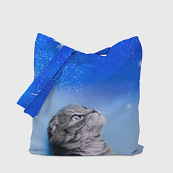 Сумка-шопер Кот и космос, цвет: 3D-принт