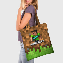Сумка-шопер Minecraft logo heroes, цвет: 3D-принт — фото 2