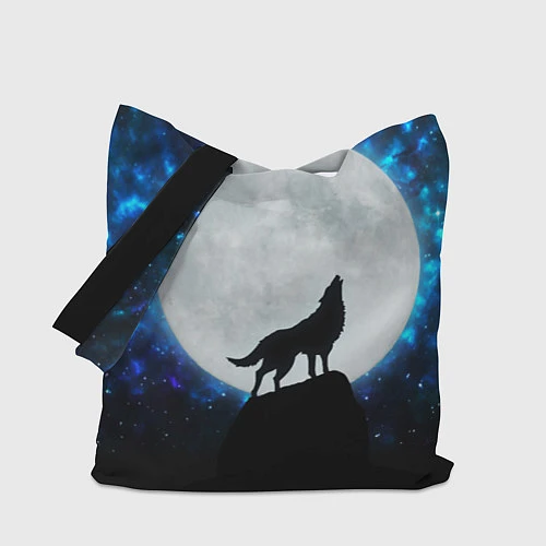 Сумка-шоппер Волк воющий на луну / 3D-принт – фото 1