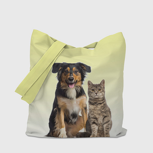 Сумка-шоппер Кошка и собака друзья / 3D-принт – фото 1