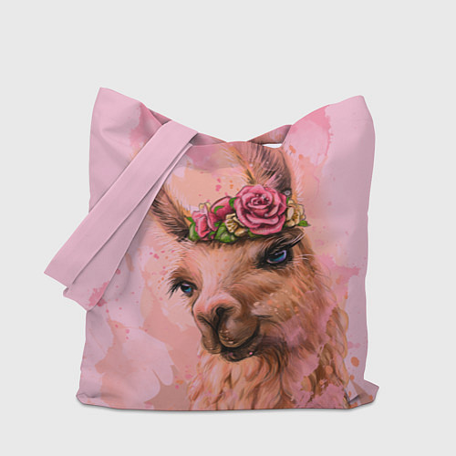 Сумка-шоппер Лама с цветами / 3D-принт – фото 1