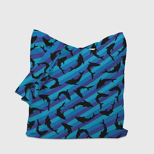 Сумка-шоппер Черные акулы паттерн / 3D-принт – фото 1
