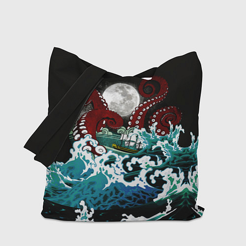 Сумка-шоппер Корабль на Волнах Кракен / 3D-принт – фото 1