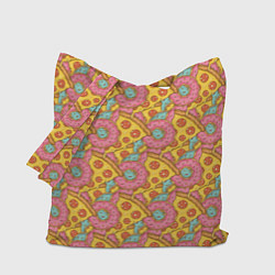 Сумка-шопер Пицца и пончики, цвет: 3D-принт