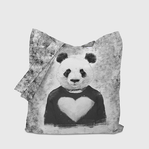 Сумка-шоппер Панда Любовь Сердце Меланж / 3D-принт – фото 1