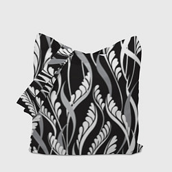 Сумка-шопер Листья в черно-Белом Цвете, цвет: 3D-принт