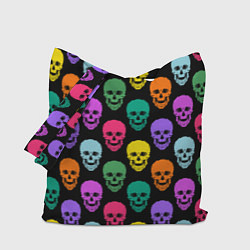 Сумка-шопер Разноцветные черепа Готика, цвет: 3D-принт