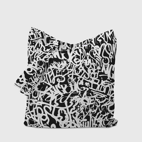 Сумка-шоппер Graffiti white on black / 3D-принт – фото 1