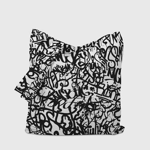 Сумка-шоппер Graffiti black on white / 3D-принт – фото 1