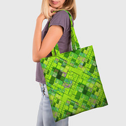 Сумка-шопер Ярко-зеленый абстрактный узор, цвет: 3D-принт — фото 2