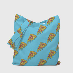 Сумка-шопер Пицца паттерн на голубом, цвет: 3D-принт