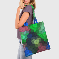 Сумка-шопер Разноцветный геометрический уз, цвет: 3D-принт — фото 2