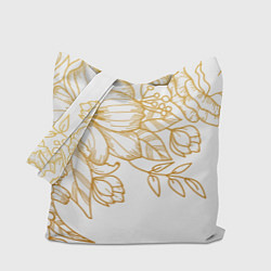 Сумка-шоппер Золотые цветы на белом