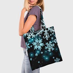 Сумка-шопер Космические снежинки, цвет: 3D-принт — фото 2