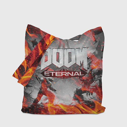 Сумка-шоппер DOOM ETERNAL ДУМ ПАЛАЧ РОКА В ОГНЕ / 3D-принт – фото 1