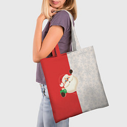 Сумка-шопер Дед Мороз селфи, цвет: 3D-принт — фото 2