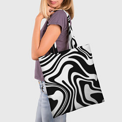 Сумка-шопер Черно-белые полосы Black and white stripes, цвет: 3D-принт — фото 2