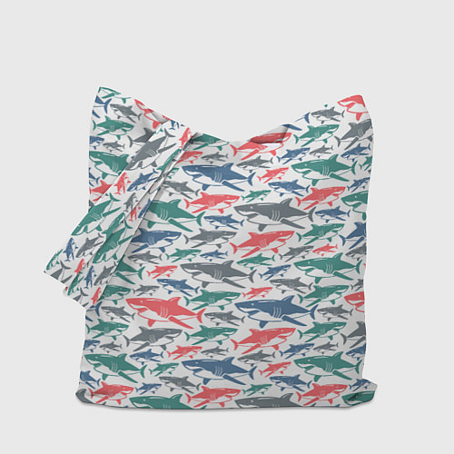 Сумка-шоппер Разноцветные Акулы / 3D-принт – фото 1