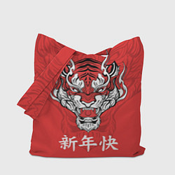 Сумка-шопер Красный тигр - дракон, цвет: 3D-принт