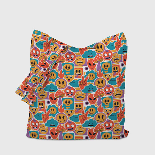 Сумка-шоппер Психоделика Космос Смайлы / 3D-принт – фото 1