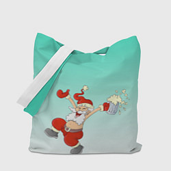 Сумка-шопер Веселый празднующий дед Мороз, цвет: 3D-принт
