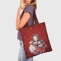 Сумка-шопер Рождественская Nezuko, цвет: 3D-принт — фото 2