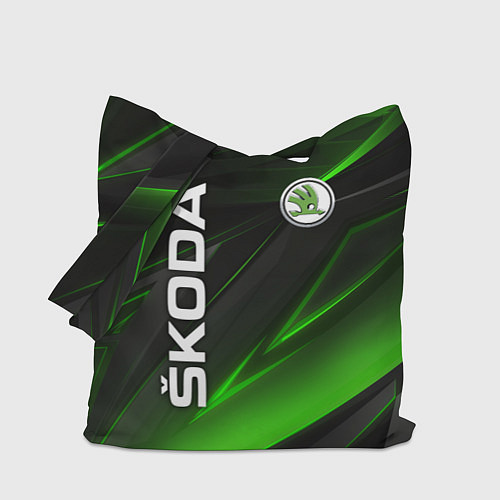 Сумка-шоппер SKODA GEOMETRY STRIPES GREEN NEON / 3D-принт – фото 1