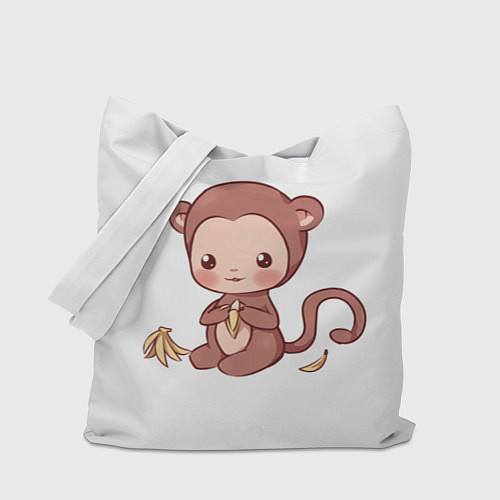 Сумка-шоппер Милая обезьяна ест банан / 3D-принт – фото 1