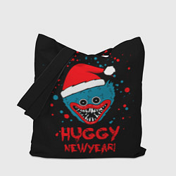 Сумка-шопер Huggy New Year - Poppy Playtime новогодний Хагги В, цвет: 3D-принт