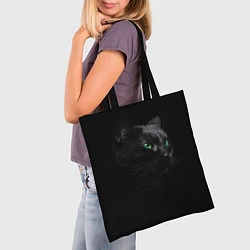 Сумка-шопер Черна кошка с изумрудными глазами, цвет: 3D-принт — фото 2