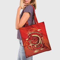 Сумка-шопер Красно-огненный дракон, цвет: 3D-принт — фото 2