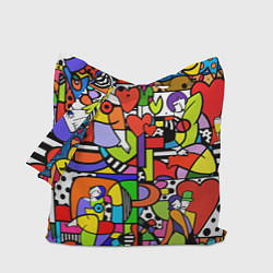 Сумка-шопер Romero Britto - love collage, цвет: 3D-принт