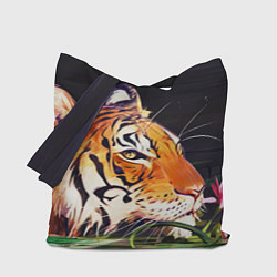 Сумка-шопер Бенгальский Тигр в кустах, цвет: 3D-принт