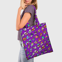 Сумка-шопер Особые редкие значки Бравл Пины фиолетовый фон Bra, цвет: 3D-принт — фото 2