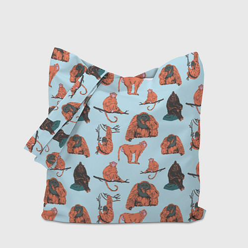 Сумка-шоппер Обезьянки паттерн / 3D-принт – фото 1