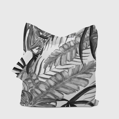 Сумка-шоппер Серые листья / 3D-принт – фото 1