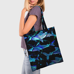 Сумка-шопер На дне морском Акулы, цвет: 3D-принт — фото 2