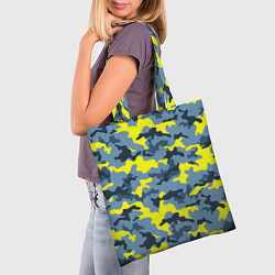 Сумка-шопер Камуфляж Жёлто-Голубой, цвет: 3D-принт — фото 2