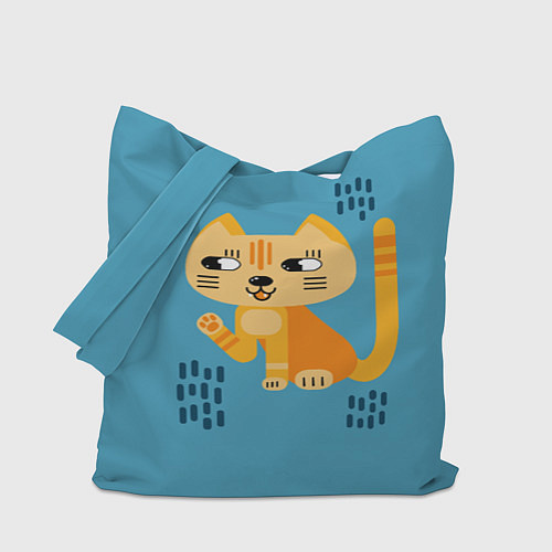 Сумка-шоппер Рыжий кот в геометрическом стиле / 3D-принт – фото 1