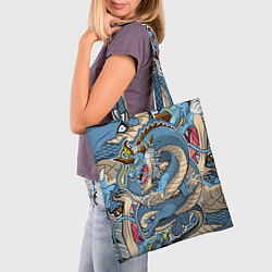 Сумка-шопер Синий дракон-монст, цвет: 3D-принт — фото 2