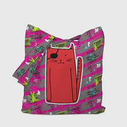 Сумка-шопер Красный кот - пират, цвет: 3D-принт