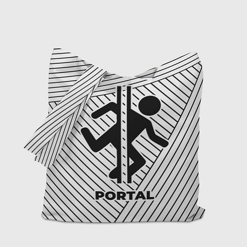 Сумка-шоппер Символ Portal на светлом фоне с полосами / 3D-принт – фото 1